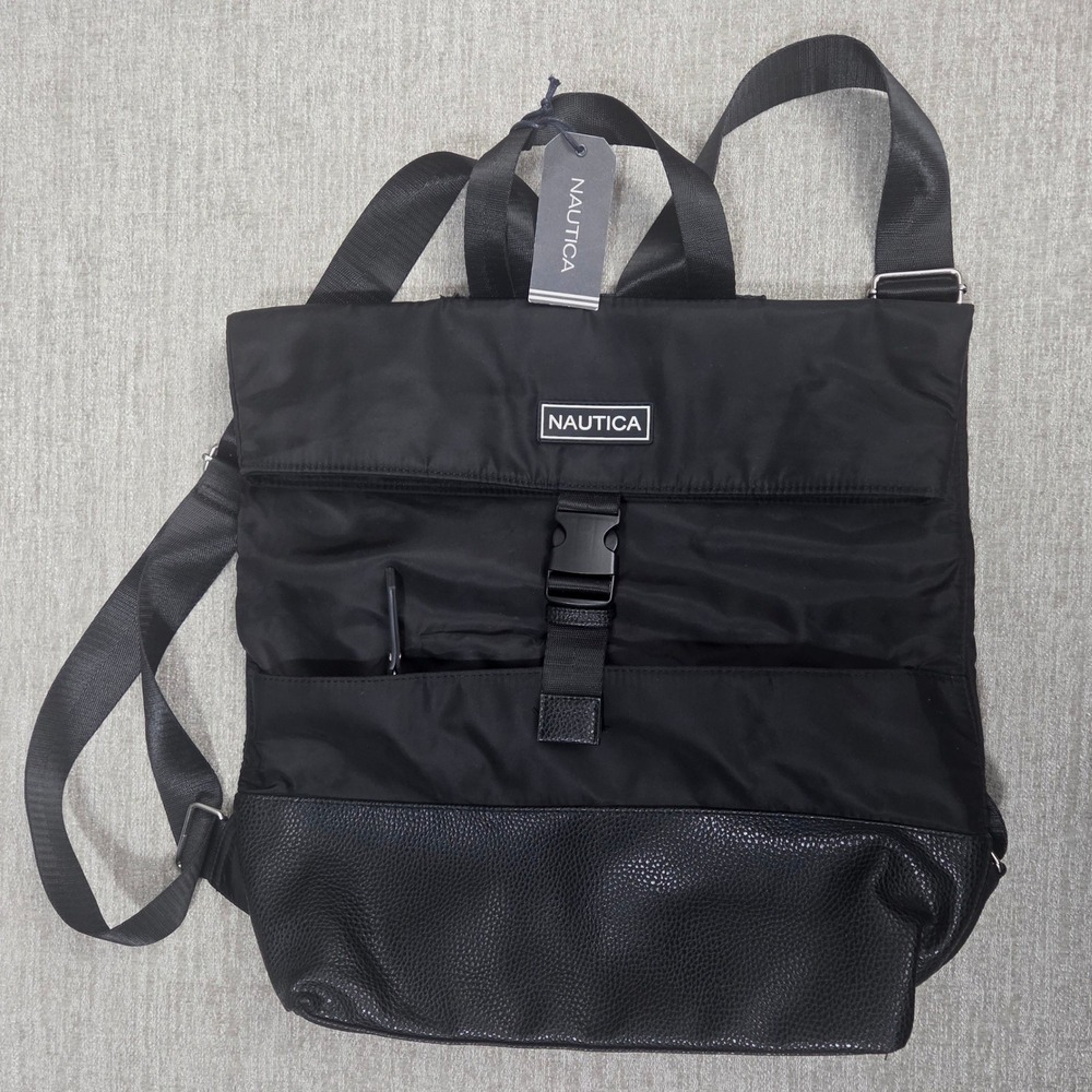 Nautica Black Nylon Wind & Water Backpack Travel Water Resistant Lightweight NWT